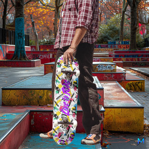 Levendige Graffiti & Neon Groen 'Leef om te Rijden Skateboard