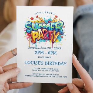 Levendige graffiti stijl zomerfeest kaart