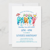 Levendige Graffiti Stijl Zwembad Feest Uitnodiging (Voorkant)
