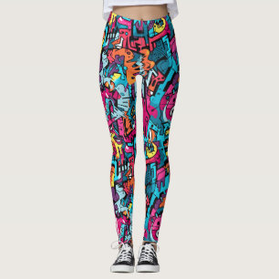 Levendige grafische graffiti-geïnspireerd leggings