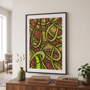 Levendige Groene Abstracte Maximalistische Organis Poster