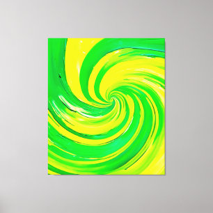 Levendige groene en gele wervelkunst canvas afdruk