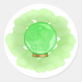 Levendige groene gekraakte kristallen bal ronde sticker