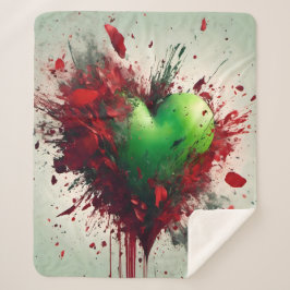 Levendige groene hart burst sherpa deken
