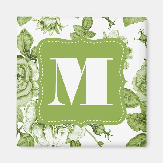 Levendige groene Rozen Magneet (Voorkant)