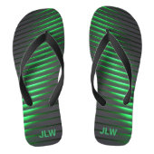 Levendige groene strepen en zwart teenslippers (Voetbed)