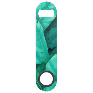 Levendige groene tropische bananenbladeren patroon speed flessenopener