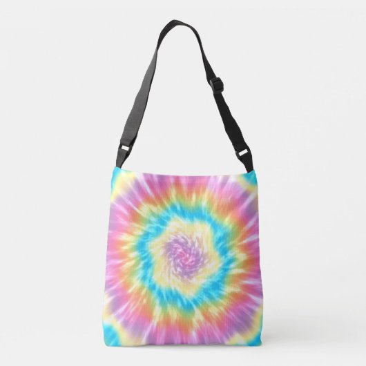 Levendige Groovy Stropdas-Dye Spiral in Pastelkleu Crossbody Tas (Achterkant)
