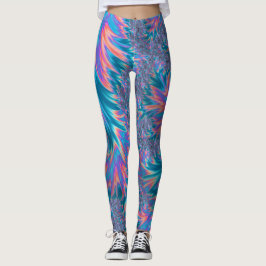 Levendige Groovy Trippy Bohemian Blauwgroen koraal Leggings