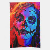 Levendige Halloween make-up kunst Theedoek (Verticaal)