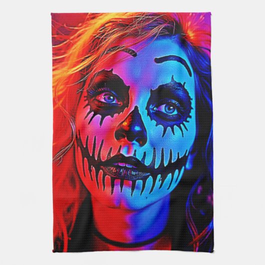 Levendige Halloween make-up kunst Theedoek (Verticaal)
