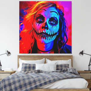 Levendige Halloween-make-upkunst Canvas Afdruk