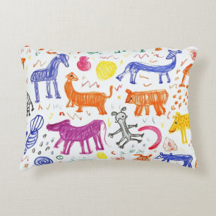 Levendige hand getekende dierlijke patroon ontwerp accent kussen