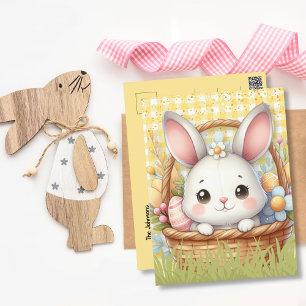 Levendige Happy Easter in gele achtergrond briefka Briefkaart