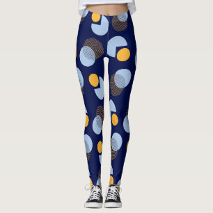 "Levendige Harmonie: Blauw en Geel Gedrukte Leggin Leggings