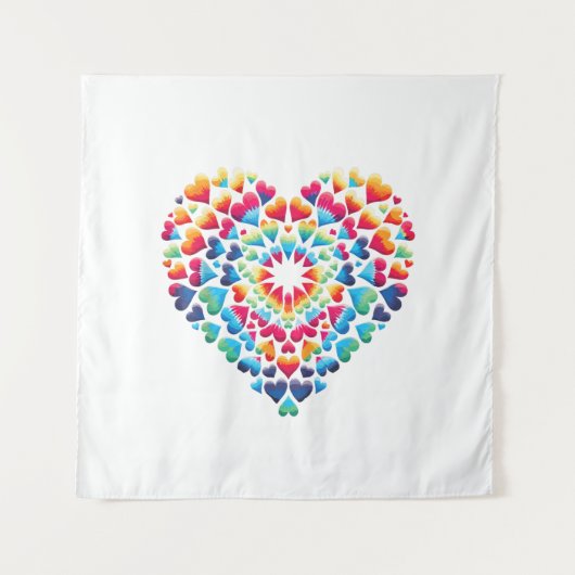 Levendige Hart Tie-Dye Wandkleed (Voorkant)