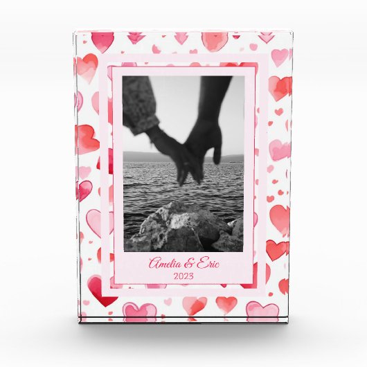 Levendige harten | Aangepaste namen | VALENTIJNSDA Fotoblokken (Voorkant)