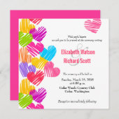 Levendige harten bruiloft uitnodiging (Voorkant / Achterkant)