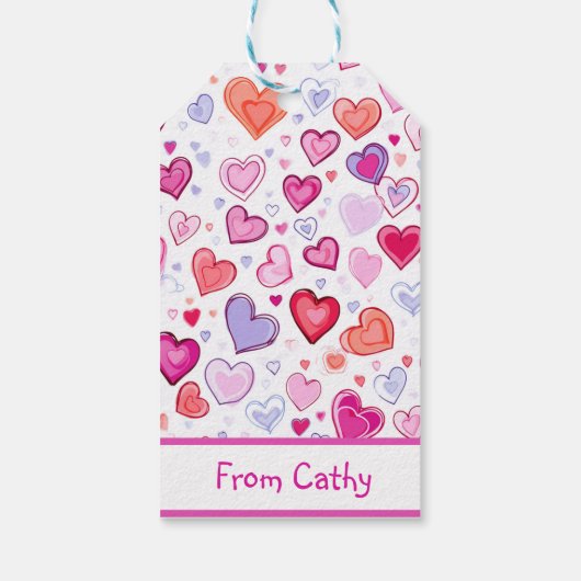 Levendige harten | Kleurrijk | Aangepast aan&Van Cadeaulabel (Achterkant)