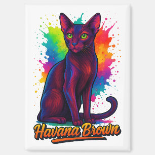 Levendige Havana Brown Cat Pop Art – Kleurrijke Mo Magneet