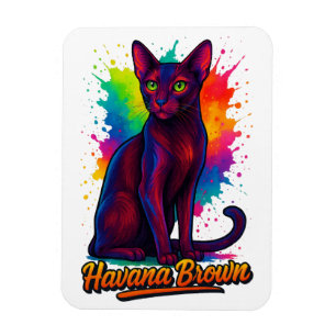 Levendige Havana Brown Cat Pop Art – Kleurrijke Mo Magneet