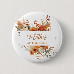 Levendige herfst bloemenmoeder van de bruid ronde button 5,7 cm