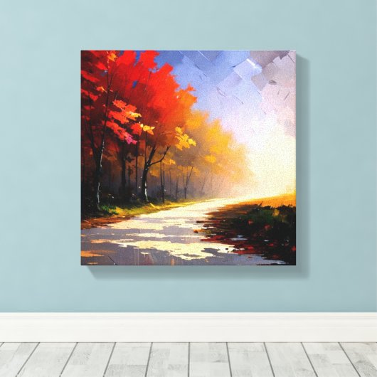 Levendige Herfst Foliage Landschapsschilderij Canvas Afdruk (Insitu (Houten vloer))