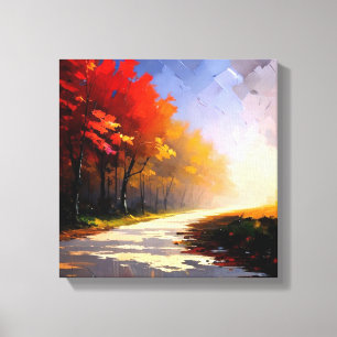 Levendige Herfst Foliage Landschapsschilderij Canvas Afdruk