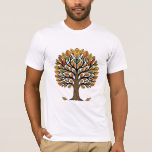 Levendige Herfst Levensboom Volkskunst Illustratie T-shirt