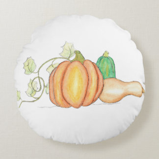 Levendige Herfst Pompoen Arrangement Rond Kussen