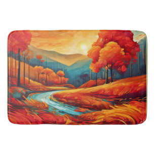 Levendige Herfst River Scene Badmat