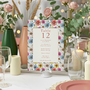 Levendige herfst wilde bloemen tafel nummer plaats kaart
