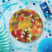 Levendige herfstbladeren collage papieren bordje (Feest)