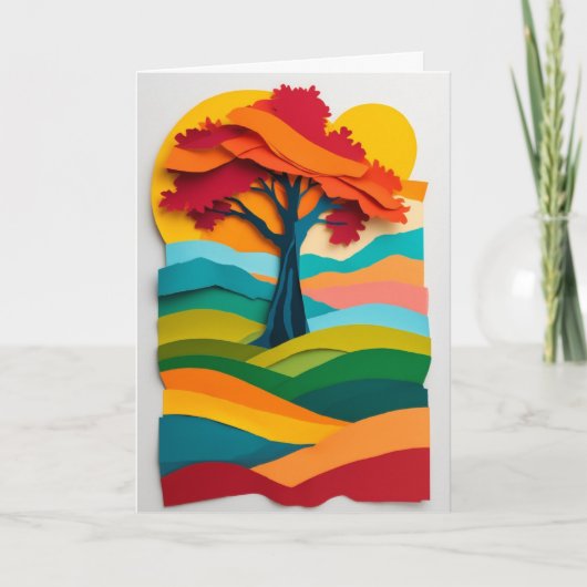 Levendige Herfstboom Kaart (Voorkant)