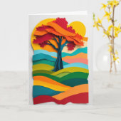 Levendige Herfstboom Kaart (Gele Bloem)