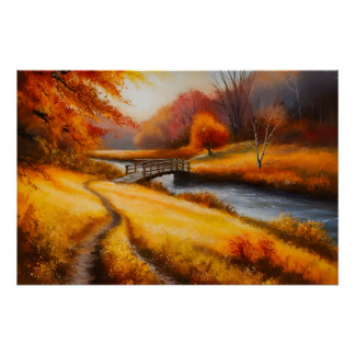 Levendige herfstbosschildering - Herfst Landschap Perfect Poster