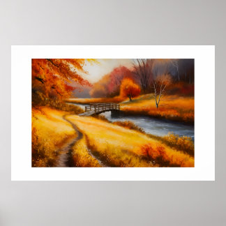 Levendige herfstbosschildering - Herfst Landschap Poster