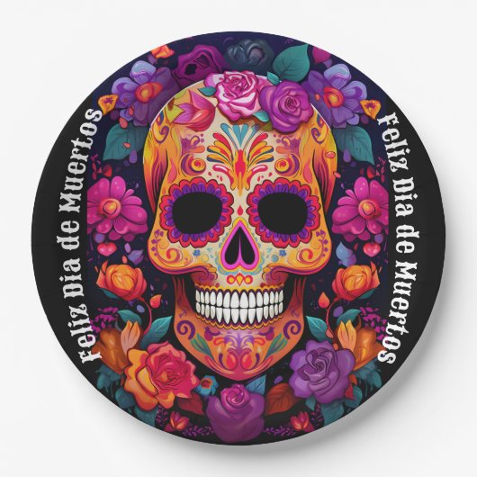 🌹Levendige herinnering: A Día de Muertos Tribute Papieren Bordje (Voorkant)