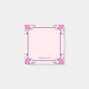Levendige hete roze bloemen op blozende aangepaste post-it® notes
