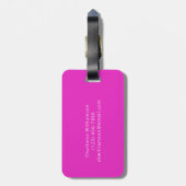 Levendige hete roze script naam gepersonaliseerd bagagelabel (Achterkant verticaal)