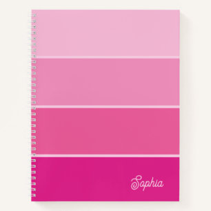 Levendige Hot Pink Ombre Strepen met Script Notitieboek