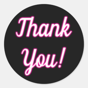 Levendige hot-roze neon-gloed Hartelijk dank voor Ronde Sticker