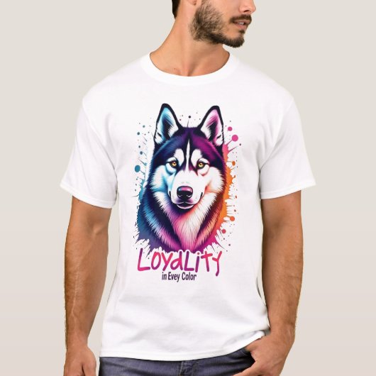 Levendige Husky Dog T-shirt (Voorkant)