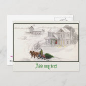 Levendige illustratie Snowy Scene Briefkaart (Voorkant / Achterkant)