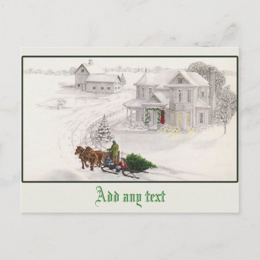 Levendige illustratie Snowy Scene Briefkaart (Voorkant)