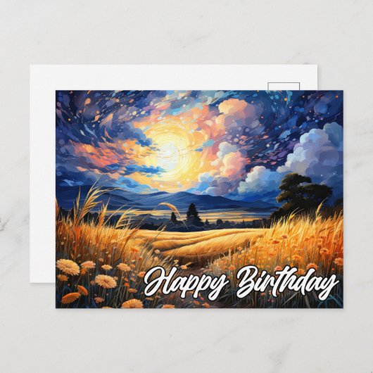 Levendige illustratie van een landschap briefkaart (Voorkant / Achterkant)