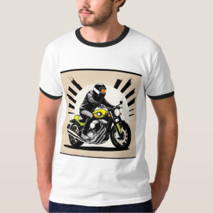 Levendige Illustratie van een Motorrijder T-shirt