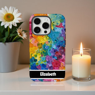 Levendige Impasto Abstracte geometrische smartphon iPhone 16 Pro Hoesje