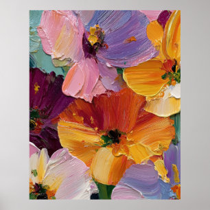 Levendige Impasto Bloemenschildering Kunstprint Poster