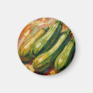 Levendige Impasto Courgette Schilderij Magneet